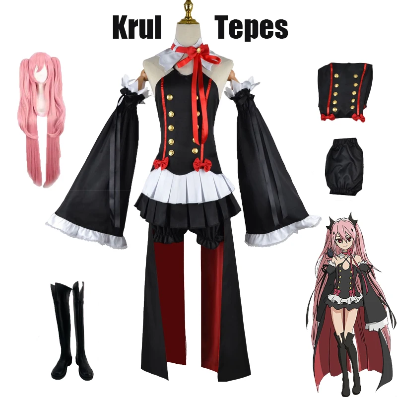 

Krul Tepes Seraph Of The End Owari no Seraph Cosplay Costume Anime Uniform Wig Dress Headwear Maid Halloween Carnival Party Set