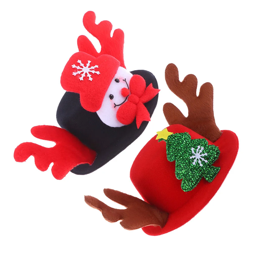 

2Pcs Christmas Pet Cosplay Hat Soft Comfortable Dog Xmas Hat Cartoon Funny Costume Accessory for Christmas Parties