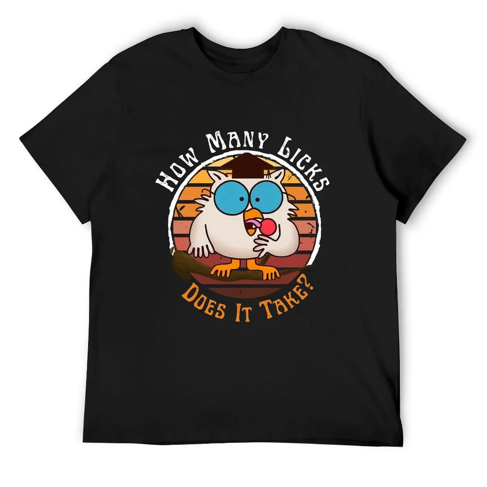 Funny Owl How Many Licks Does It Take Retro Vintage T-Shirt anime figures oversized mens graphic t-shirts anime