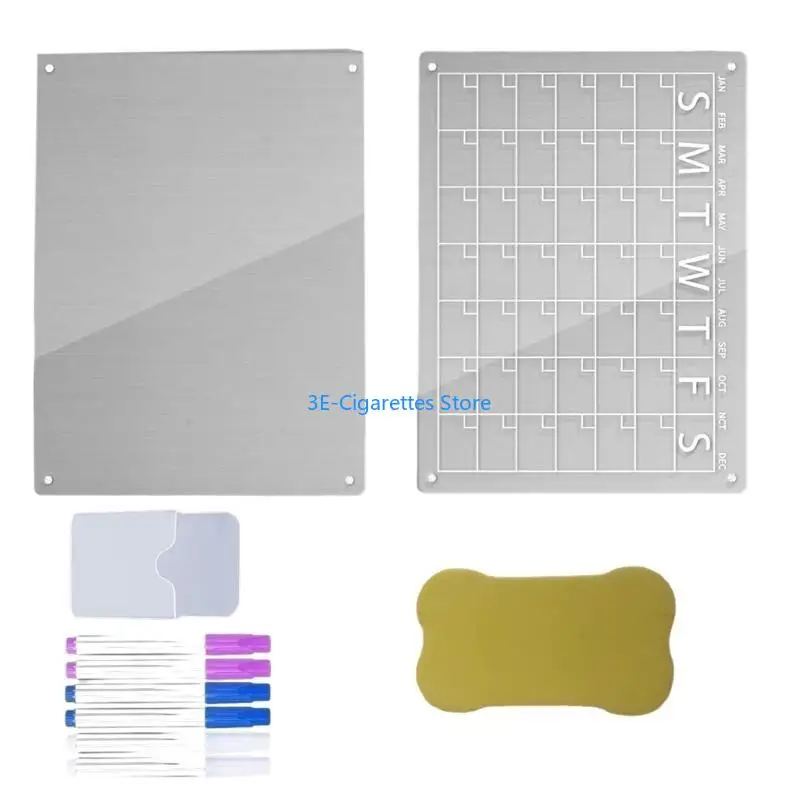 W8KA 2Pcs Acrylic Fridge Weekly Monthly Calendar Fridge Calendar