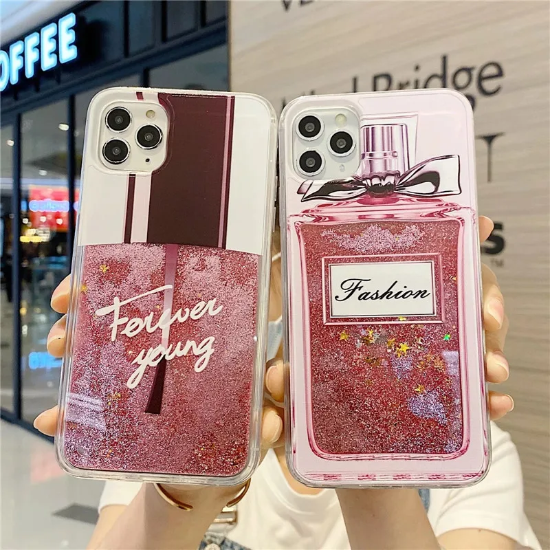 Luxury Dynamic Liquid Beverage Bottle Ice Cream Quicksand Shell for iPhone 15 14 13 12 11 Pro X XR XS MAX 7 8Plus Summer Gift