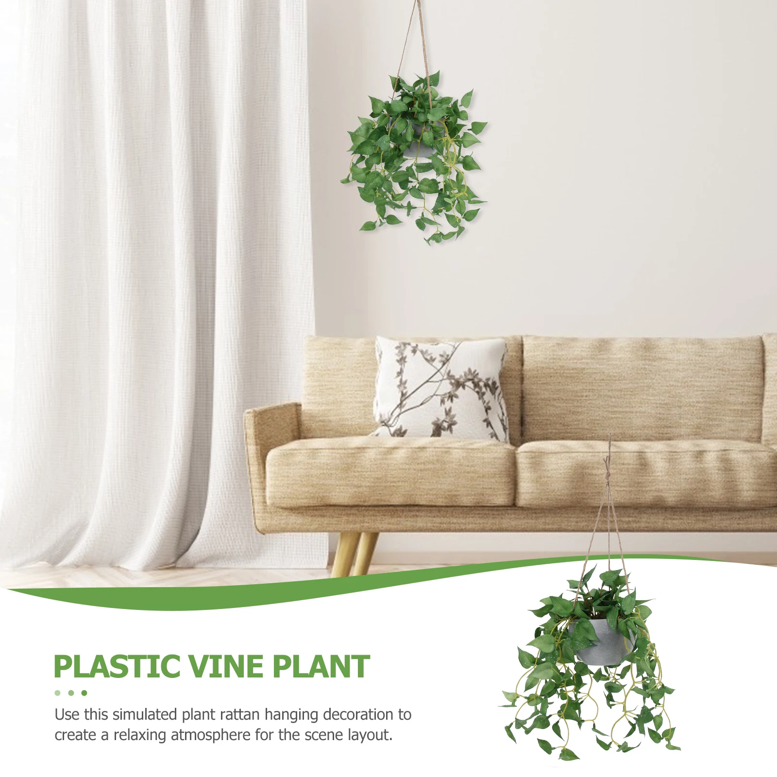 

Simulation Rattan Pendant Lifelike Artificial Plant Vine Wall Mounted Hanging Decoration Fake Plant Rattan for Home Office