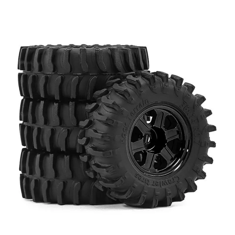 MACH-4Pcs RC Car 0.7 Inch Wheel Hub Beadlock Wheel Tire Set For 1/30 SCX30 Ascent-32 RC Car Upgrade Accessories
