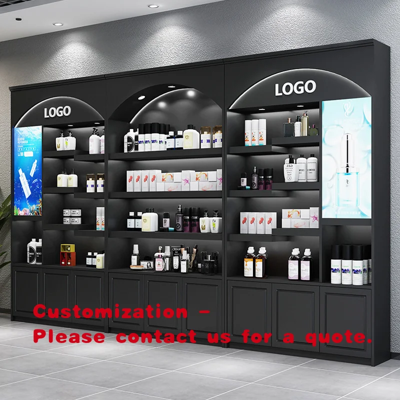 custom.Beauty Nail Shop Display Cabinet Arch Paint Hairdressing Hair Care Bag Cabinet Light Luxury Storage Shelf Accessories Art
