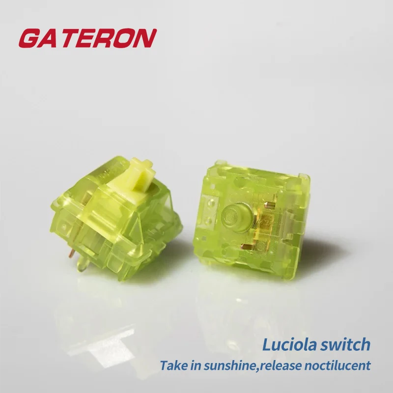 GATERON Luciola Keyboard Switch 5 Pin Linear 55g RGB DIY Hotswap High Gloss Translucent Green Top Housing Glow In Dark