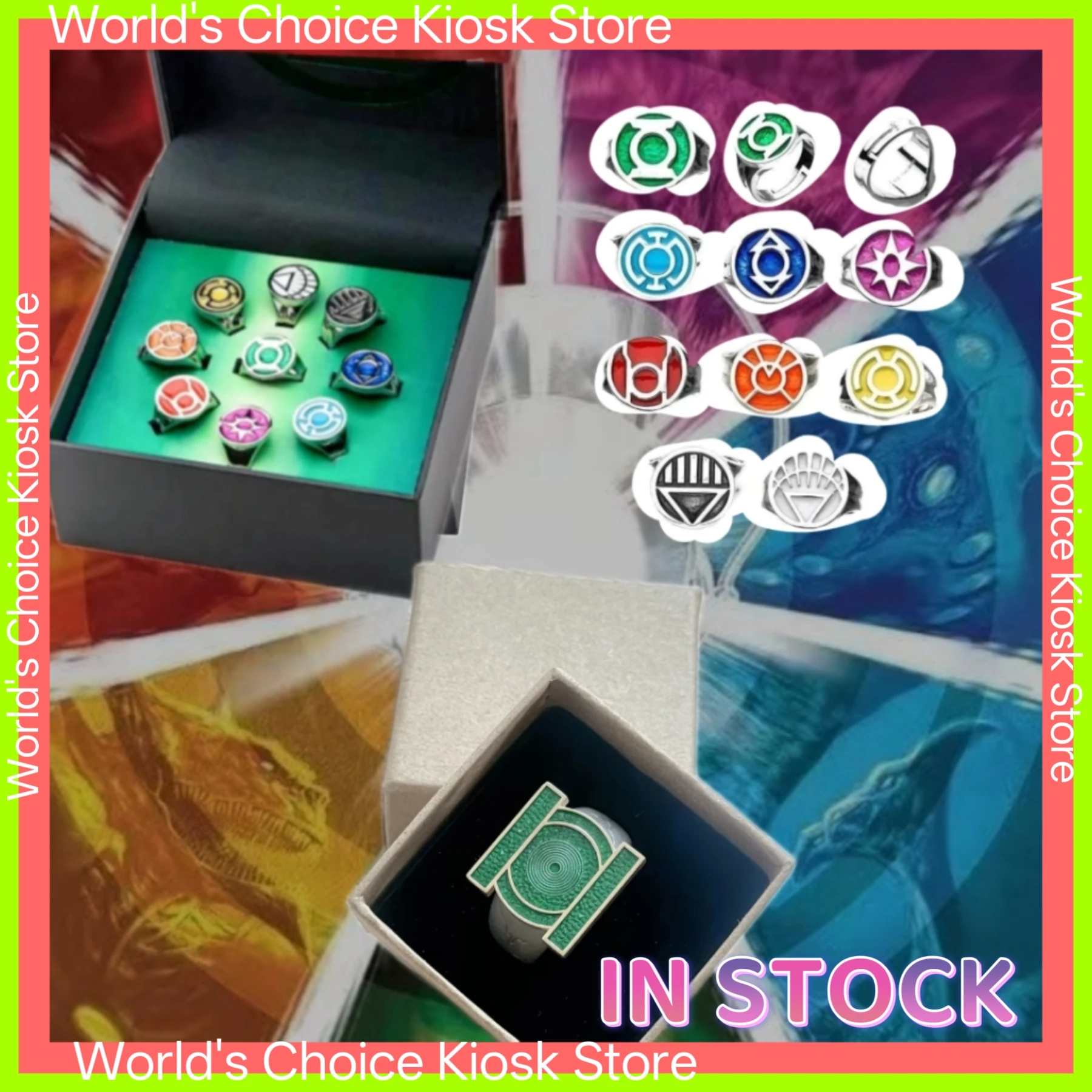 In Stock Comic Hero John Stewart Green Lantern Metal Cosplay R ing Exquisite Finger Ornament Collectible Gift For Enthusiasts