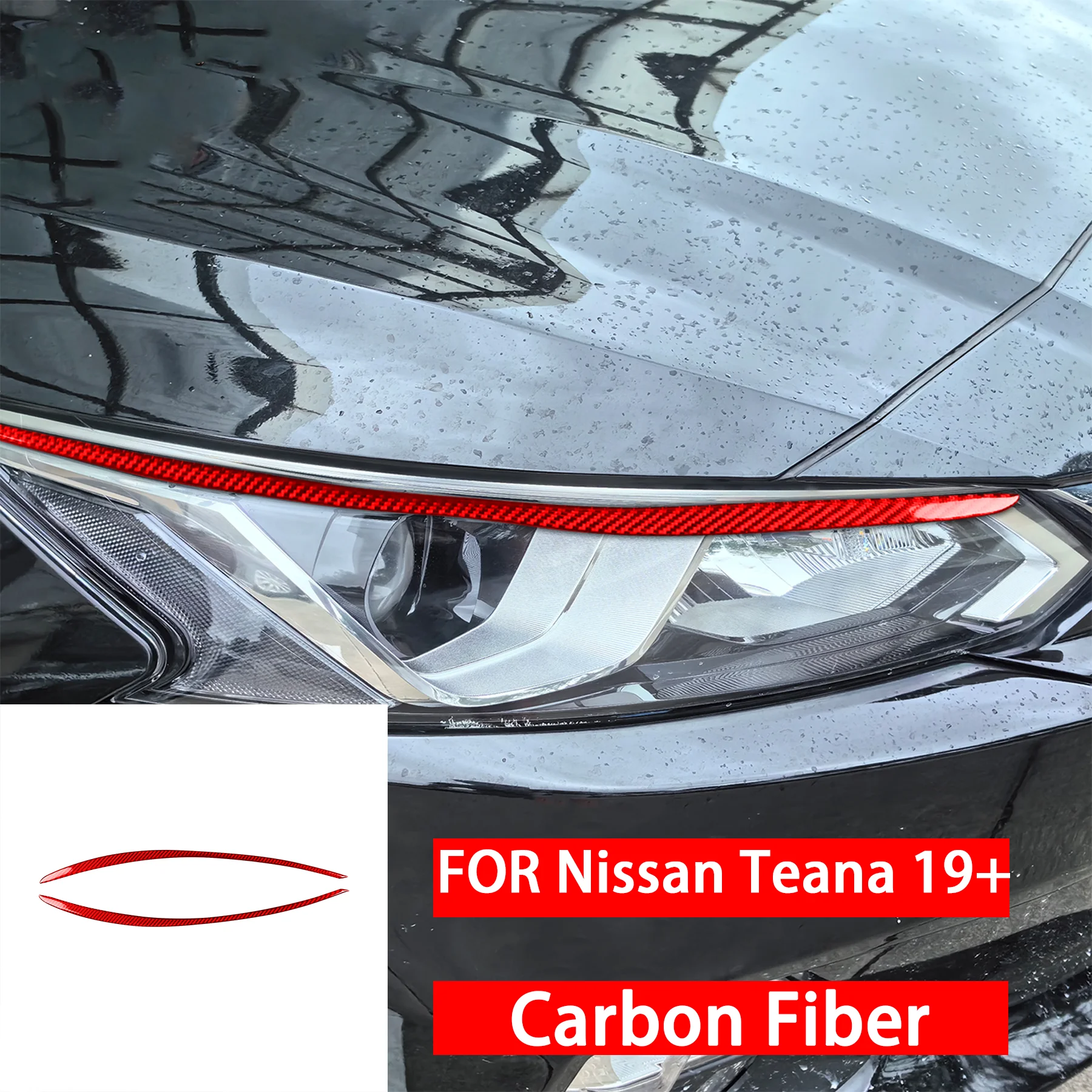 

FOR Nissan Teana 19-up Real Soft Carbon Fiber Car Headlight Eyebrow Upper Edge Panel Strip Cover Decorative Accessory Sticker