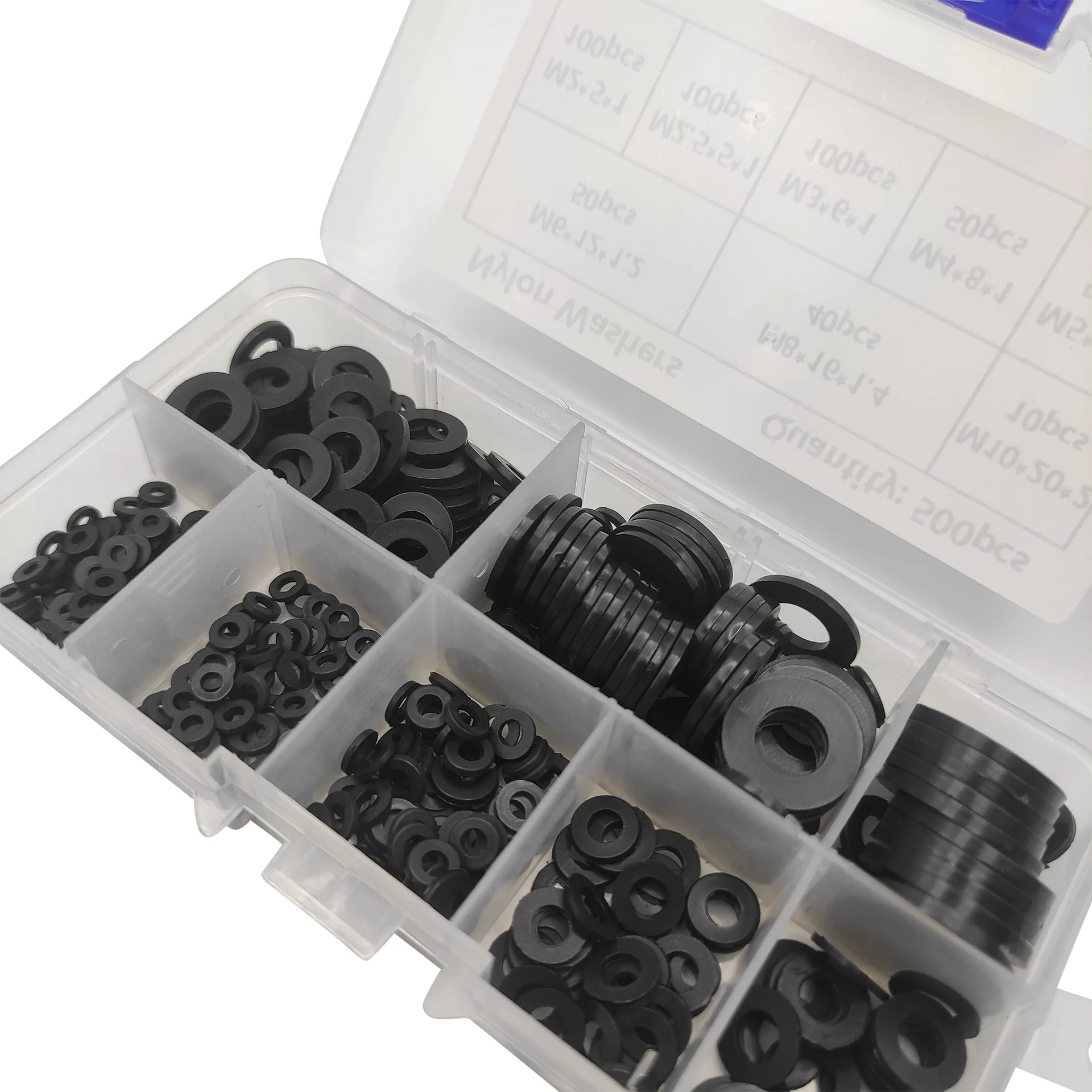 For DIY Home Improvement Black Nylon Gasket and Washer Set 500 Pieces M2 Through M10 Metric Plastic Sealing Spacers