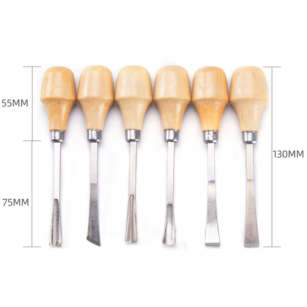 

Wood Carving Chisels for Detailed Carving, 6 Piece Set with Straight, Semicircle, Flat, and Oblique Mouth Options