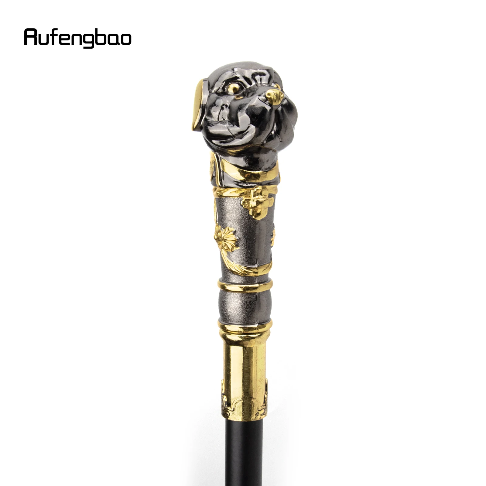 Złoty Czarny Puppy Bulldog Dog Walking Cane Fashion Walking Stick Gentleman Luxury Crosier Knob Walking Stick 93cm