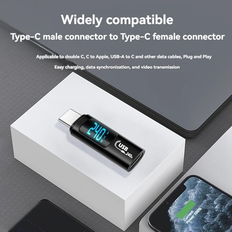 USB 2.0 Display OTG Adapter 240W Digital Display Type-C Adapter OTG High Speed 40Gbps Fast Charging Adapter