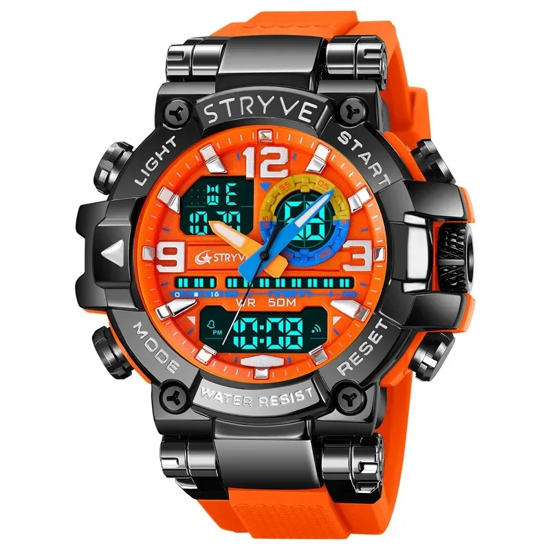 Men Electronic Watch Colorful Glow Student Digital Wristwatches 5bar Waterproof Multifunctional Sports Dazzling Cool Boys Clock