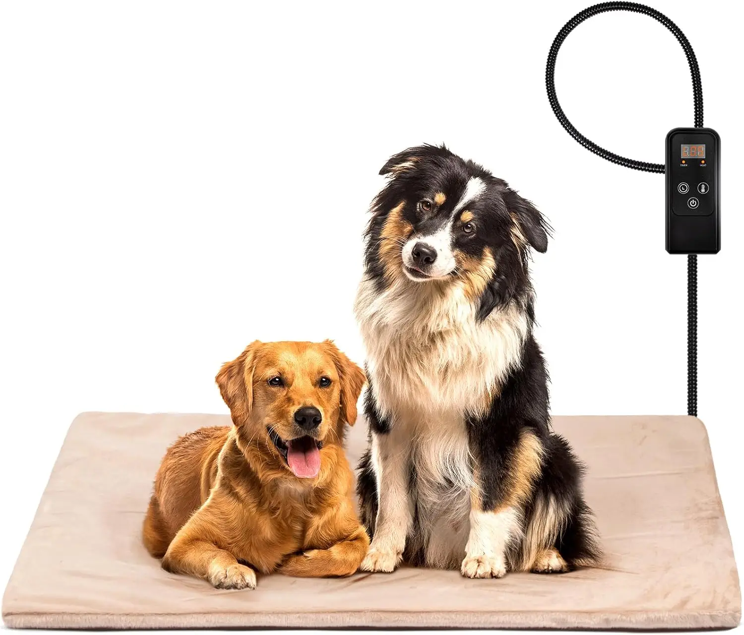 

Adjustable Temperature Waterproof Pet Heating Pad with Timer, Chew Resistant Cord, Soft Washable Cover for Dogs and Cats