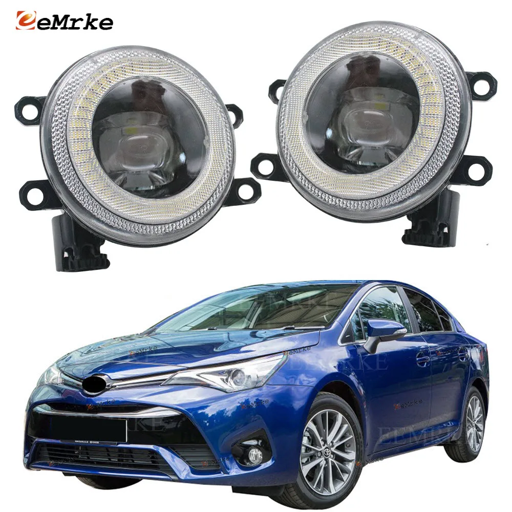 2-Pcs Led Angel Eye DRL Lens Fog Lamp Assembly for Toyota Avensis /Avensis Combi 2016 2017 2018 Front Daytime Running Lights