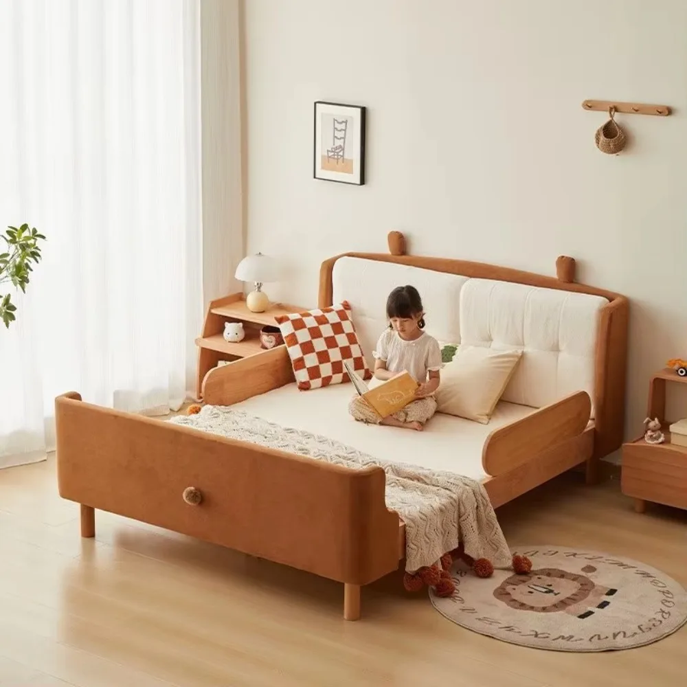 เตียงเด็กหนัง NAPPA ขายดี ดีไซน์ทันสมัย หัวเตียงลายการ์ตูน พร้อมราวกั้นนิรภัย แข็งแรง ทนทาน เหมาะสำหรับห้องนอน