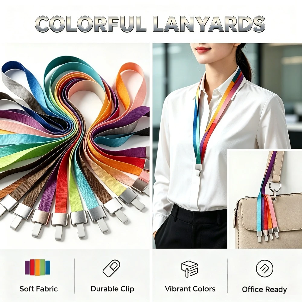 Solid Color Lanyard for Working Permit Badge Holder Accessories ID Pass Work Card Neck Strap for Staff Nurse