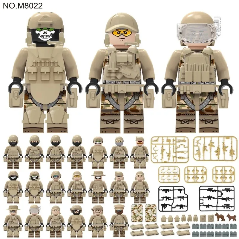 Bausteine der Militärserie, Spezialpolizei, Dschungelspärlinge, handgefertigte Modelle, zusammengebautes Spielzeug, humanoide Puppen, Geburtstagsgeschenke – Detail 8