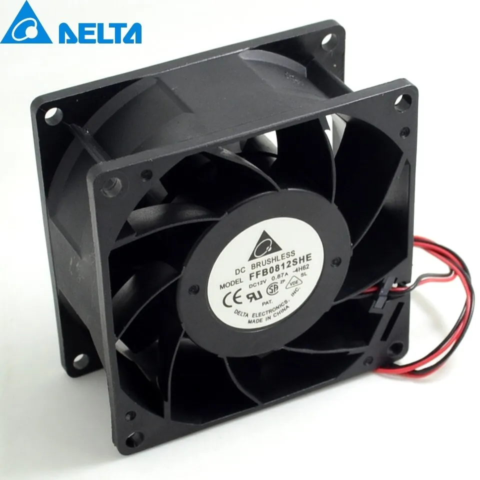 New FFB0812SHE 12V 0.87A 8cm 80mm 8038  dual ball bearing cooling fan violence for Delta 80*80*38mm