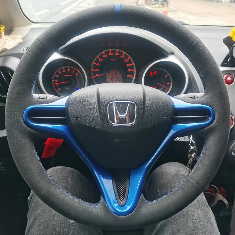 

Hand Stitched Black Suede for Honda Civic 8 2005-2011 Old Civic Type R 2004-2011 (3-Spoke) Car Steering Wheel Cover Braid Cover