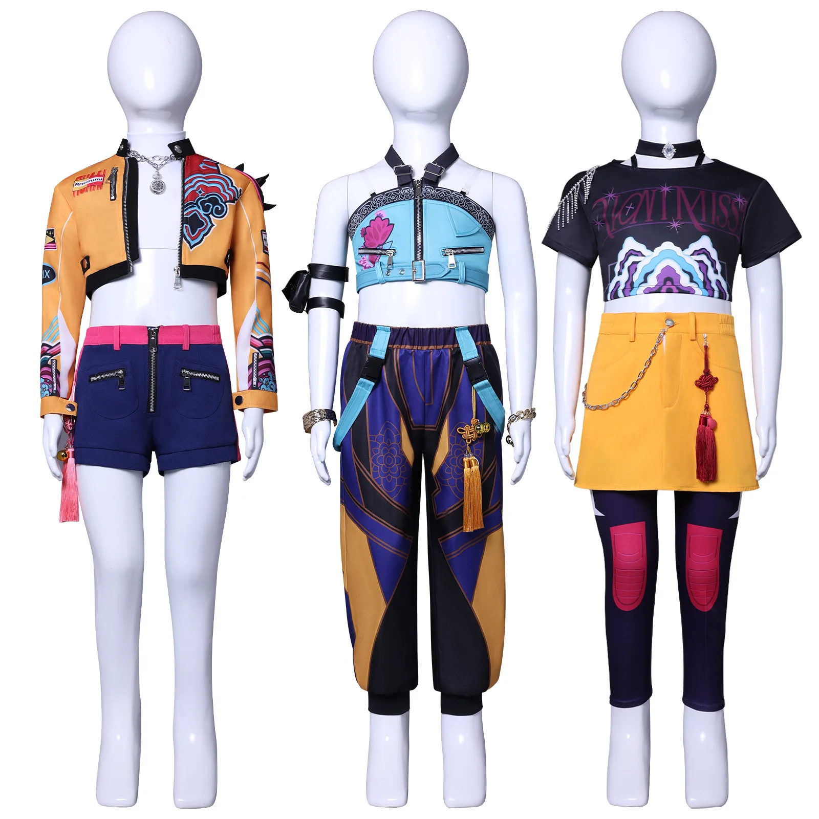 

2025 Halloween Kids Kpop Demon Rumi Zoey Mira Cosplay Huntrix Hunters Costume For Girls Clothes Group Idol Roleplay