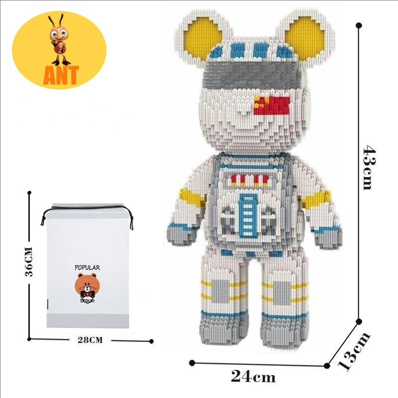 43CM Kawaii Bär Bausteine Spielzeug, Montage Spielzeug, für Jungen und Mädchen Geschenk, kreative Baustein, Ornamente, Heimdekoration
