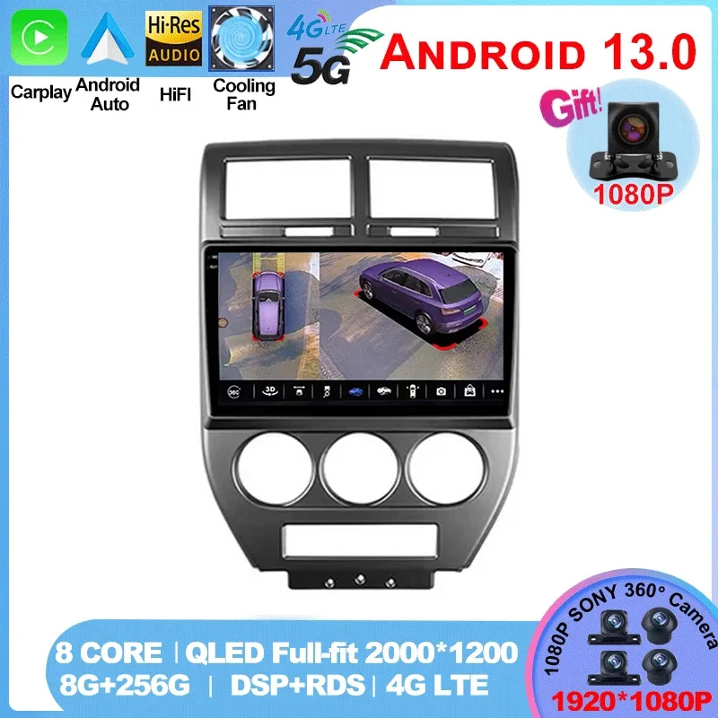 

for Jeep Compass MK Patriot 2006-2010 Radio 2 Din Android Stereo Screen GPS Autoradio Head Unit Carplay Car Multimedia Player