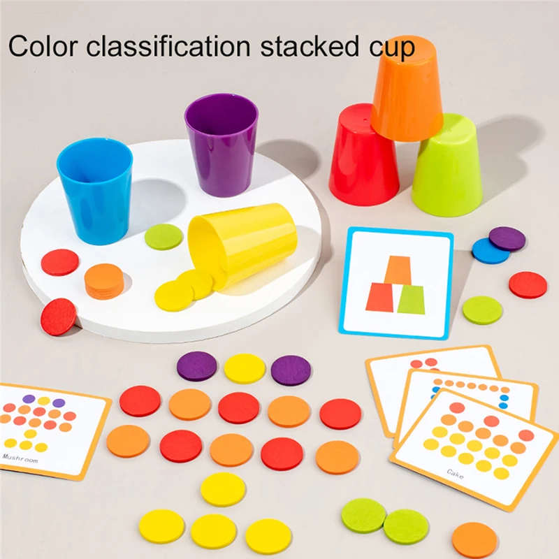 Kids Sensory Sorting Cup Montessori Toys Learning Color Number Counting Puzzle Stacking Cup Thinking Game Early Educational Toys