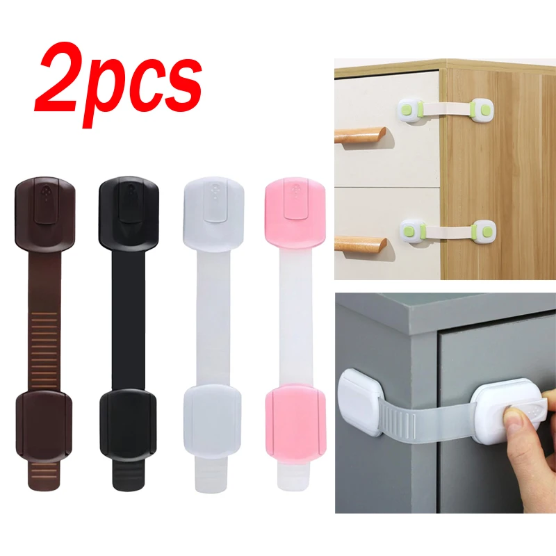 Fechaduras de porta de geladeira com fivela dupla, ajustáveis, multiuso, para crianças, segurança para bebês, equipamentos de proteção infantil, fechaduras de armário