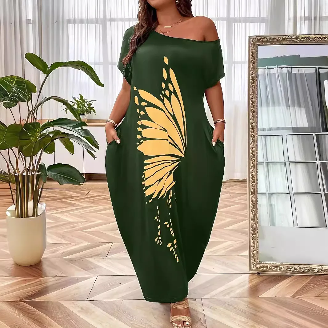 Large size spring and summer new cross-border European and American women's hot stamping casual dress