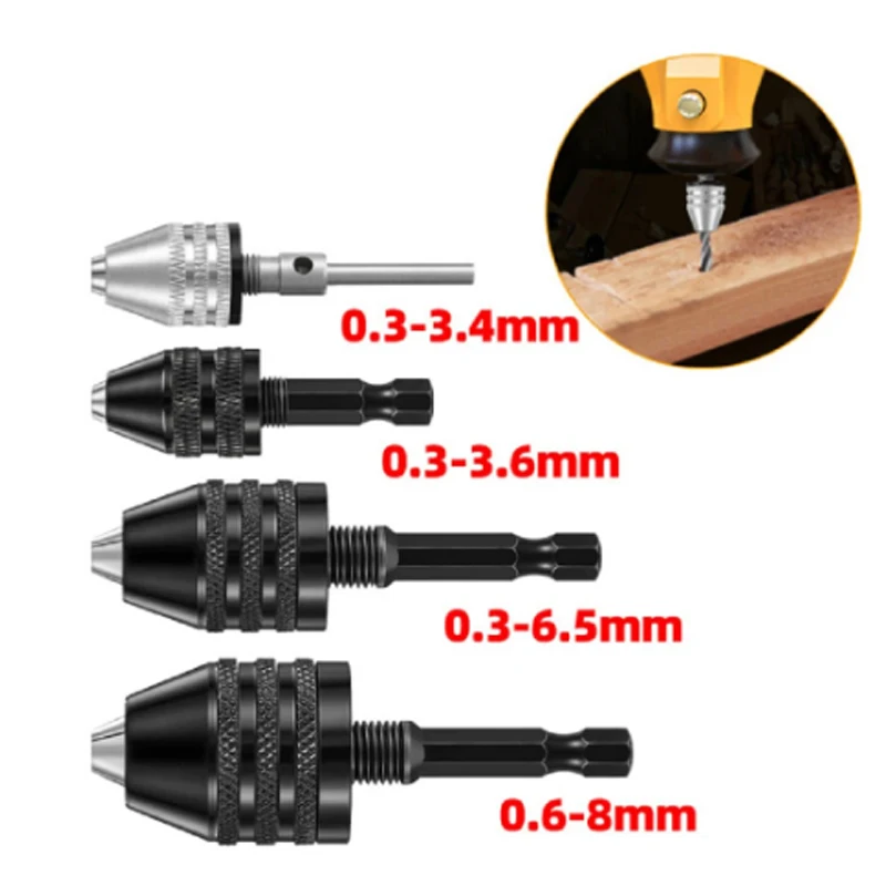 6.35mm Hex Shank Keyless Drill Chuck Electric Screwdriver Drill Chuck Adapter Quick Change Converter Drill Bit Tool Pitch:0.75mm