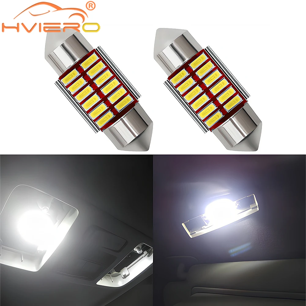 2Pcs Series 12V C5W Led C10W Lighting Light Interior 31mm 36mm 39mm 41mm Car 4014 Patch 12/16/20/24SMD Driving Reading Por Mayor