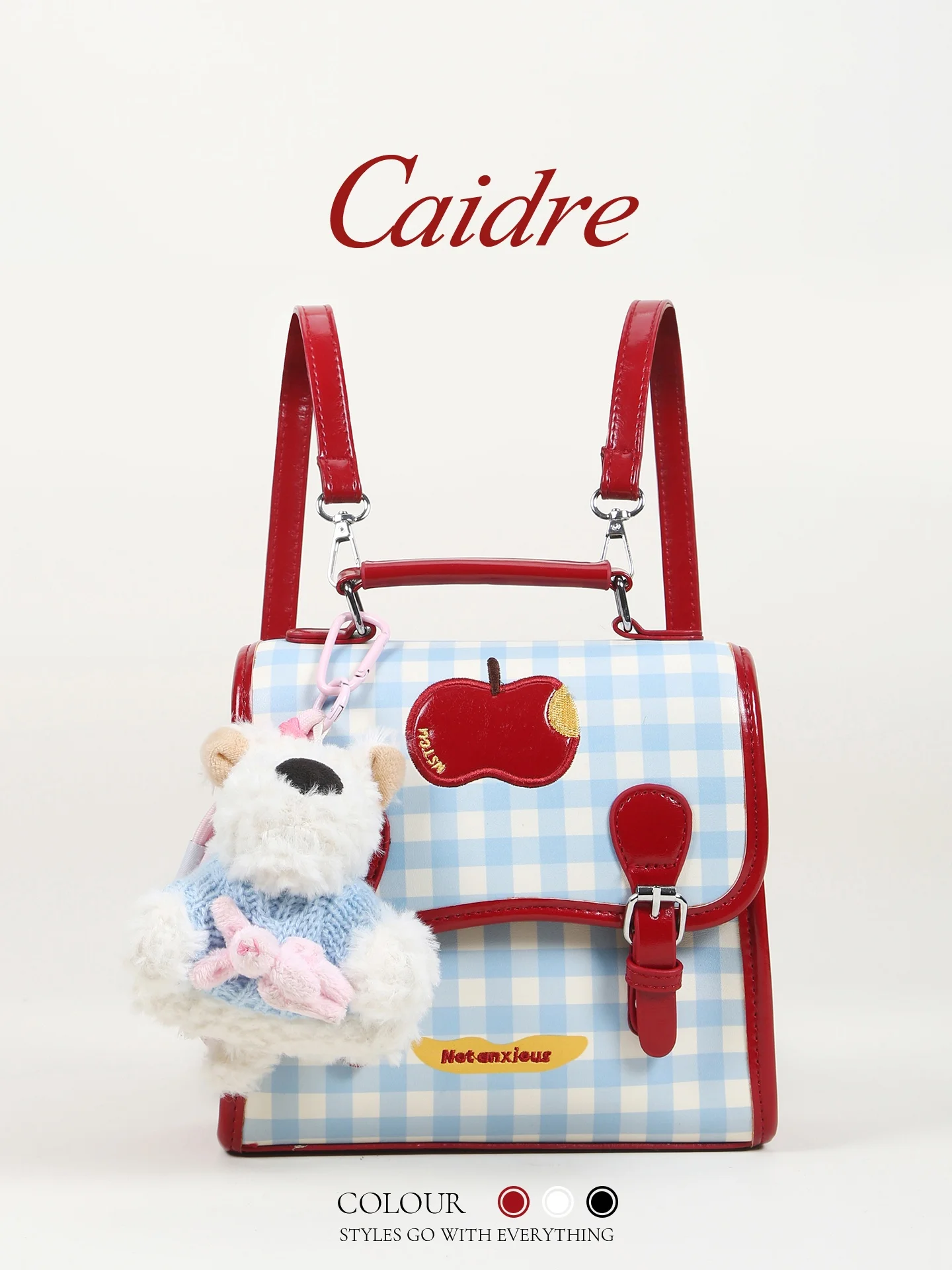 caidre-cute-little-dog-red-backpack-2026-new-style-student-travel-bag-soft-polyester-magnetic-buckle-closure-waterproof