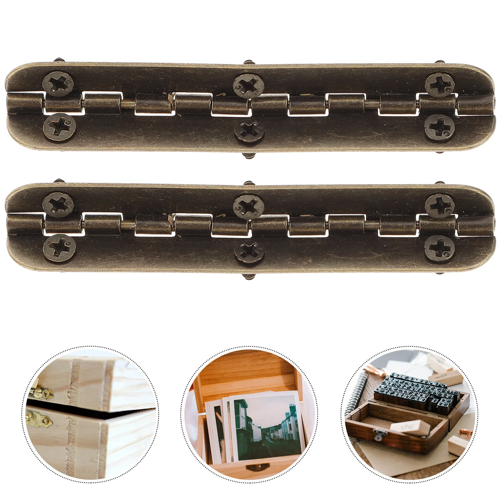 

12pcs For Wooden Box 6 Holes Heavy Duty Butt Continuous Cabinet Door Hinges Small Craft Chest Jewelry Box Hinges