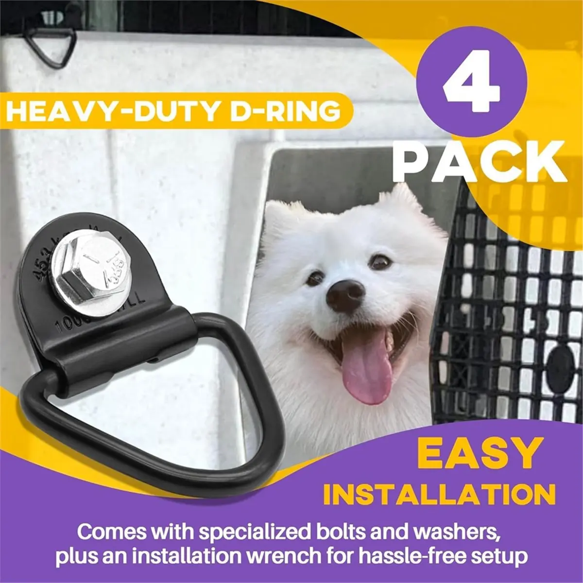 HGHO 12 Pack Tie Down Kit for Ruffland Kennel - Tie Down D-Ring Kit, 1000lb Load Capacity, with Wrench - Easy Installation