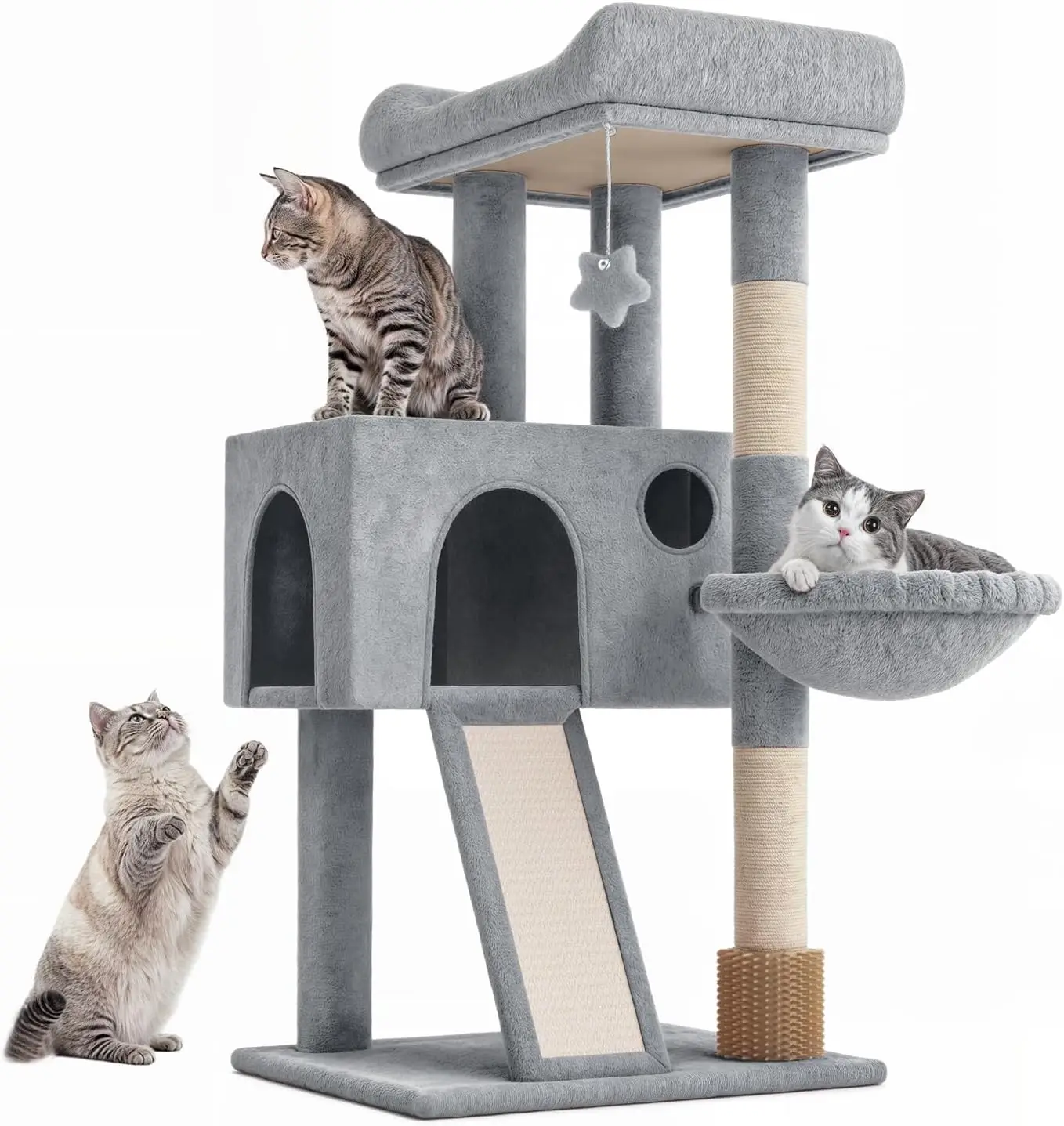

36-Inch Cat Tree Tower for Small and Medium Indoor Cats, Multi-Level Cat Furniture with Sisal Scratching Posts, Hammock,