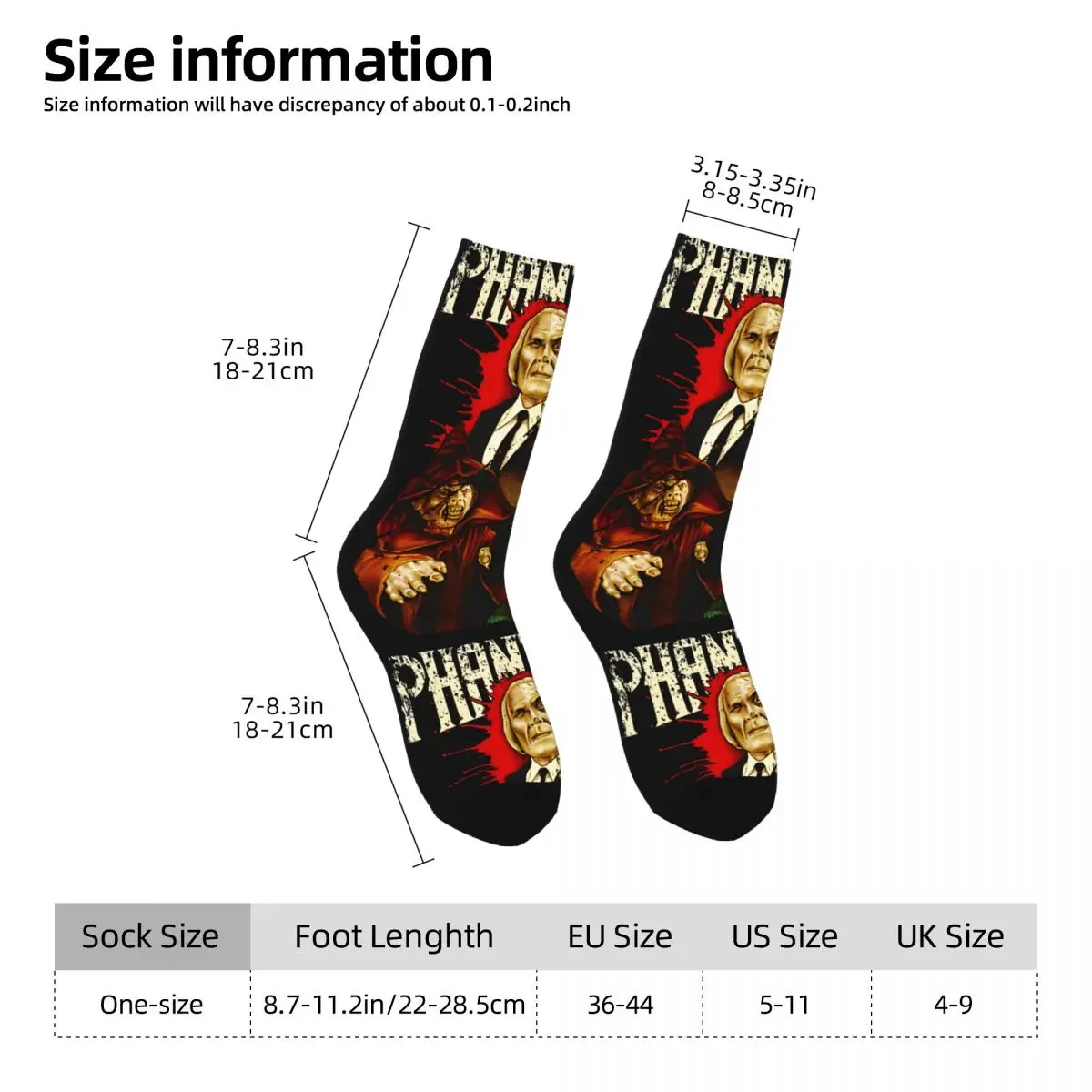 Chaussettes d'équipage décontractées pour hommes, Horror Vintage, Harajuku, P-PhantCréantStreet Style, Nouveauté