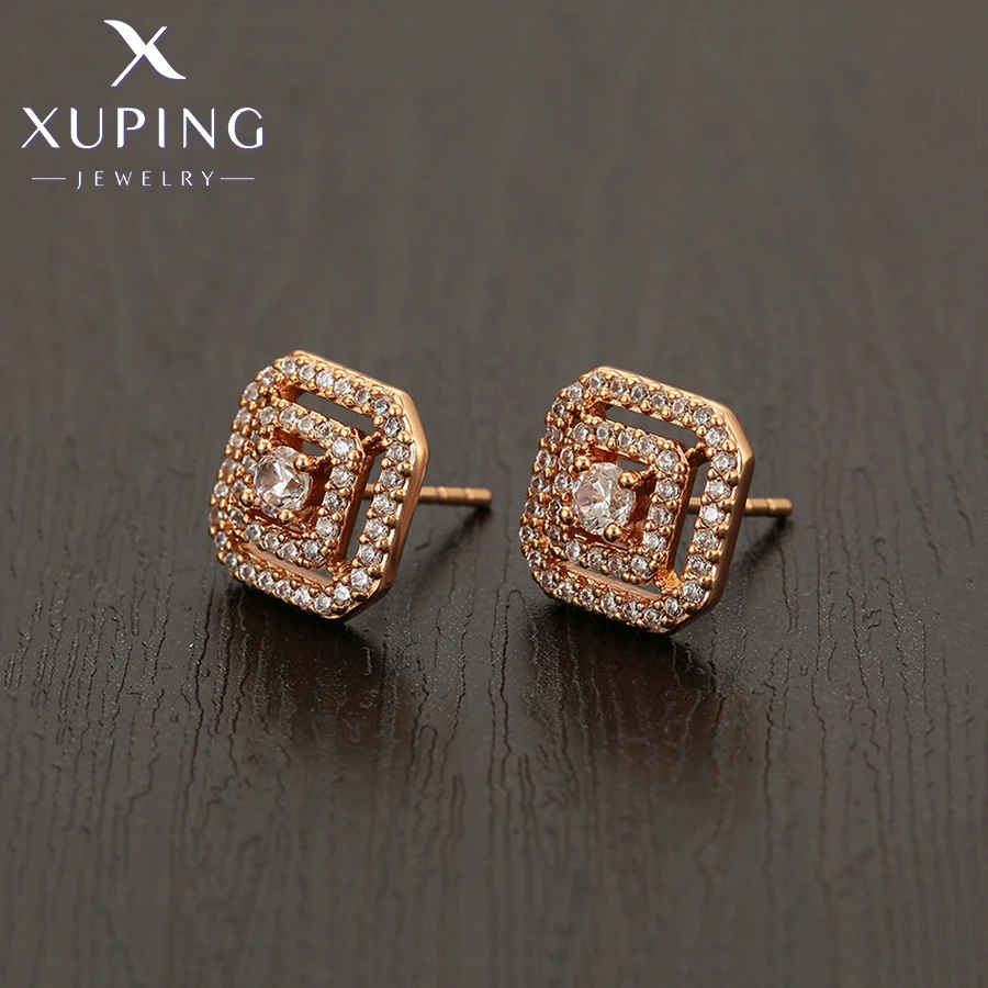 Xuping Schmuck Bestseller Trendiges Modisches Quadratisches Anhänger-Halsketten-Ohrringe-Set für Damen Exquisites Party-Geschenk X001060269 – Detail 16