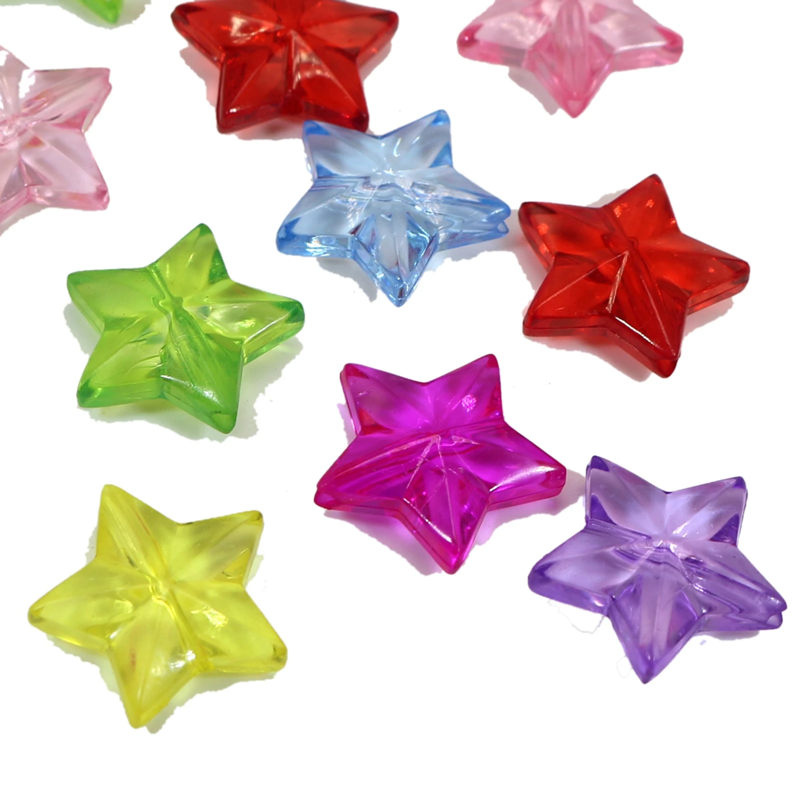 50 Mixed Colour Transparent Acrylic Star Charm Beads 20mm  Kids Crafts DIY