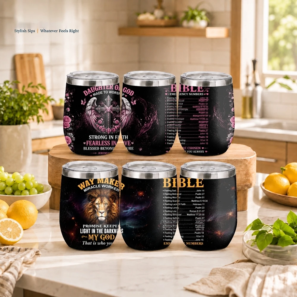 Faith Scripture Print Vacuum Flasks 12oz Insulated Stainless Steel Mug with Lid Double Wall Drink Coffee Cup Travel Tumbler