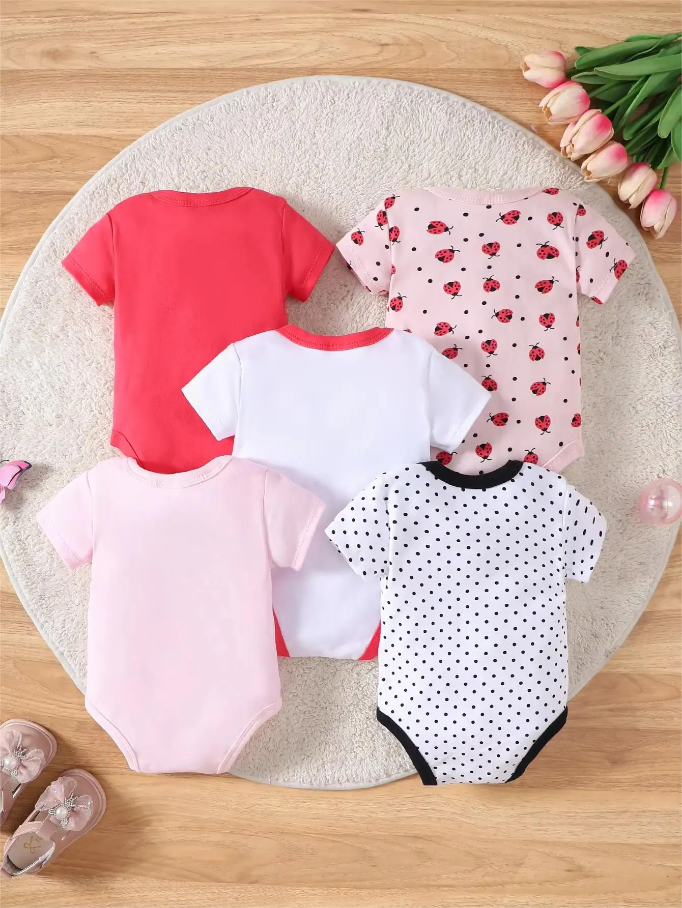 Baby girl clothes Baby girl onesie 5PCS summer Short-sleeved jumpsuit cotton fabric newborn baby clothes 0-12 months