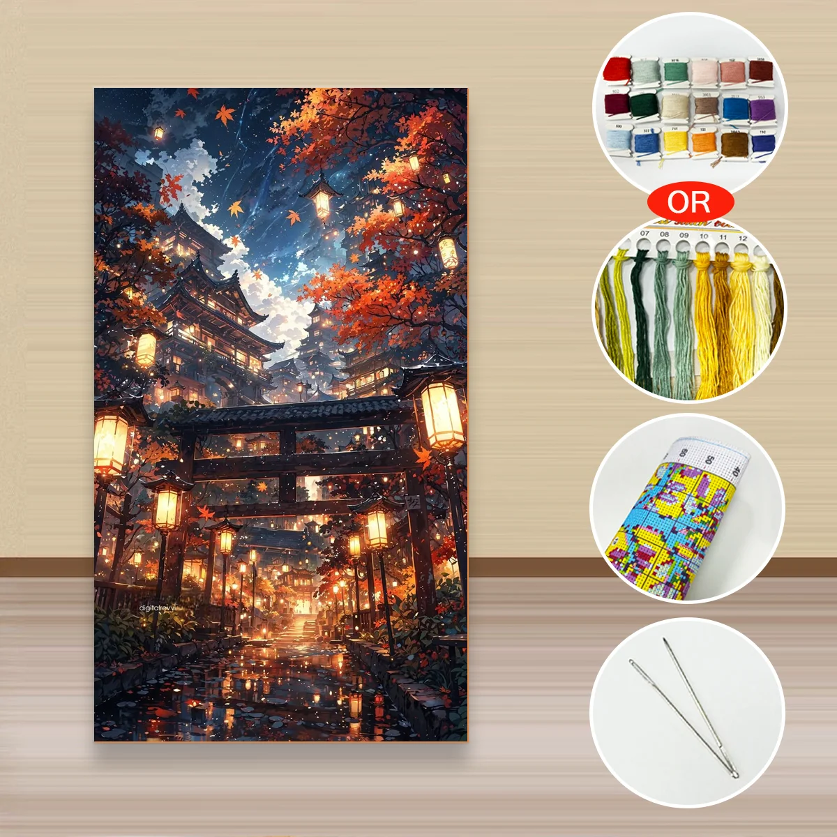 1 Stück 40x70cm/15,7x27,5 Zoll, 11Ct/14Ct Kreuzstich-Set, DIY Valentinstagsgeschenk, Stickerei-Set für Festivals, Landschaften – Detail 4