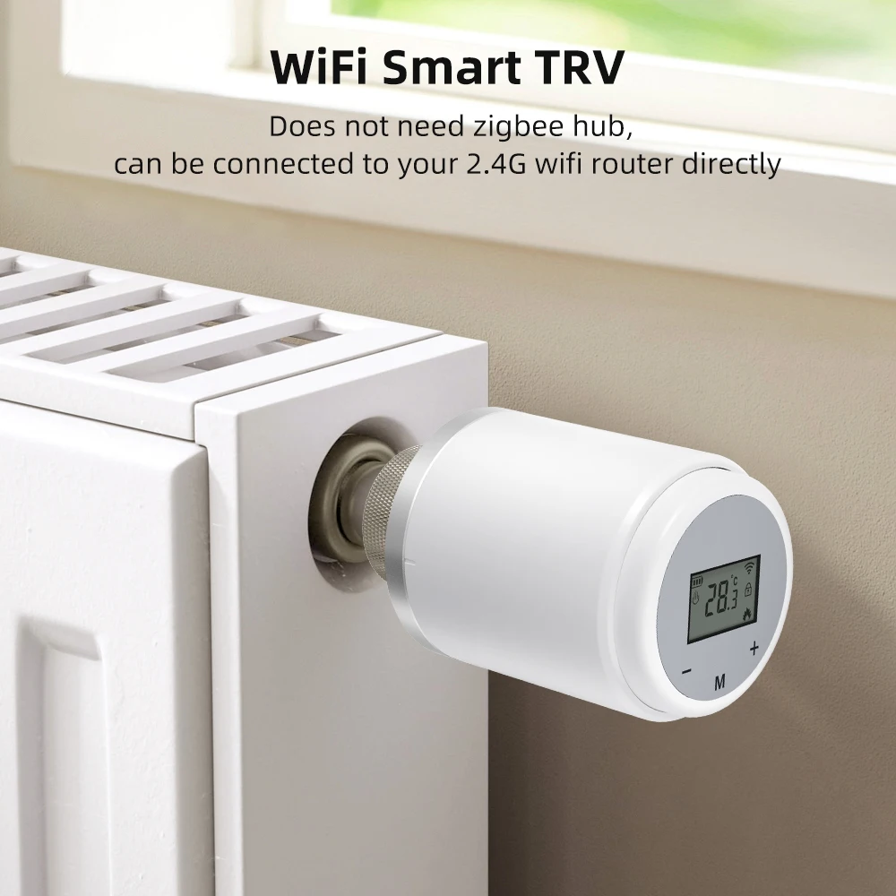 MIUCDA TUYA Smart WiFi Thermostat Radiator Valve TRV with Programmable App for Remote Temperature Control with External Sensor