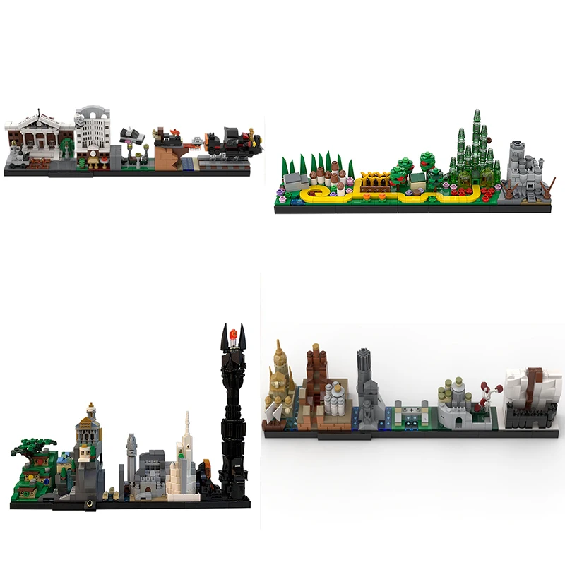 MOC słynne filmy architektura Skyline klocki do budowy zestaw z powrotem w przyszłości podróży w czasie magiczny dom z cegły Model DIY zabawka prezent dla dzieci dla dorosłych