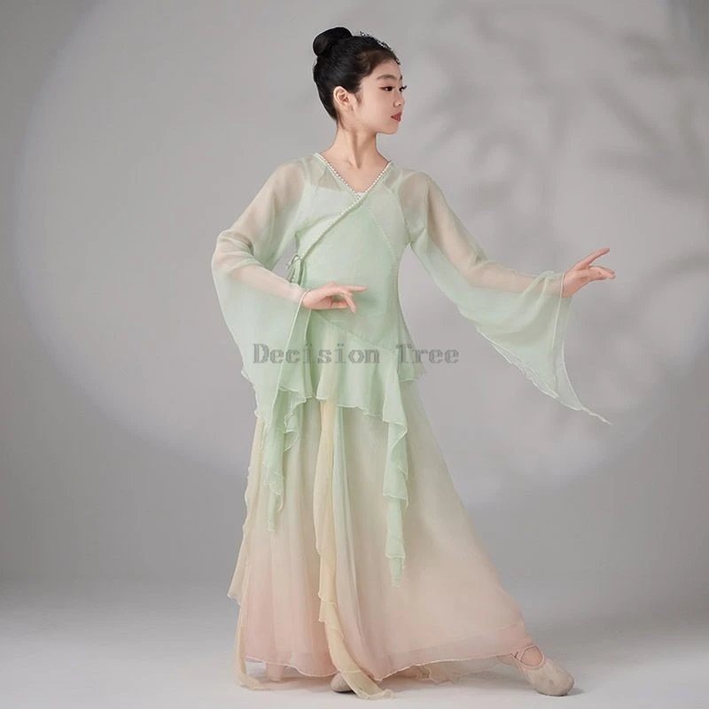 2026-new-children's-classical-dance-costume-girls-top-pants-straps-3-piece-set-chinese-ancient-dance-performance-training-set