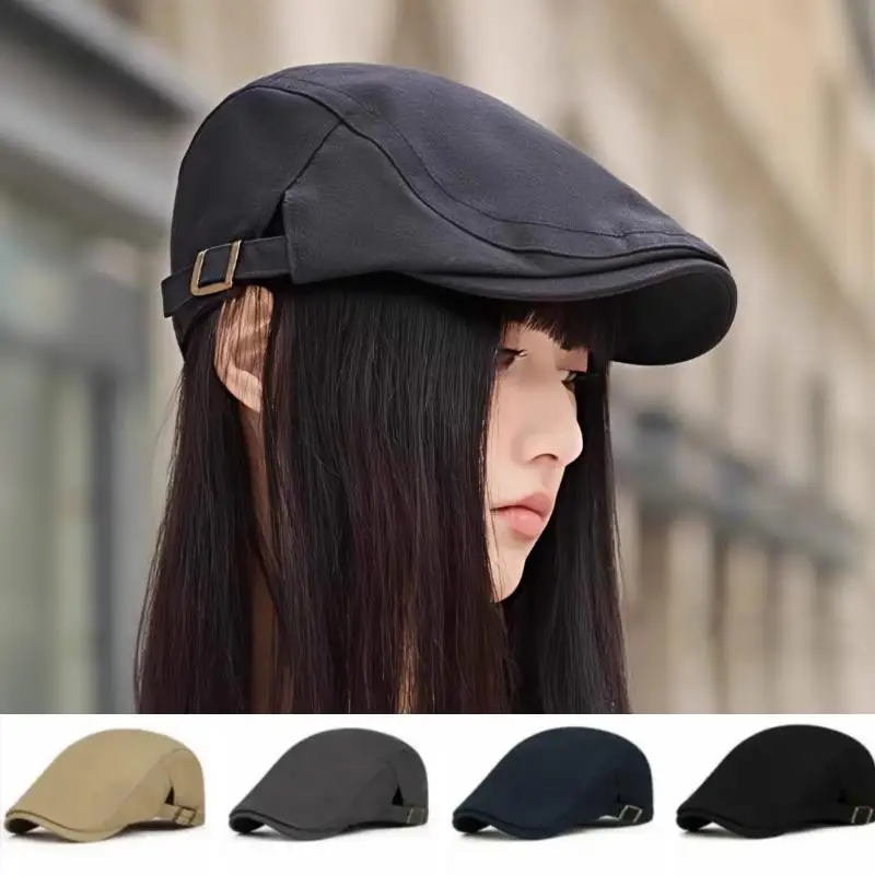 

Classic Solid Color Newsboy Caps British Painters Hats Spring And Summer Adjustable Flat Cap Hip Hop Adjustable Flat Caps