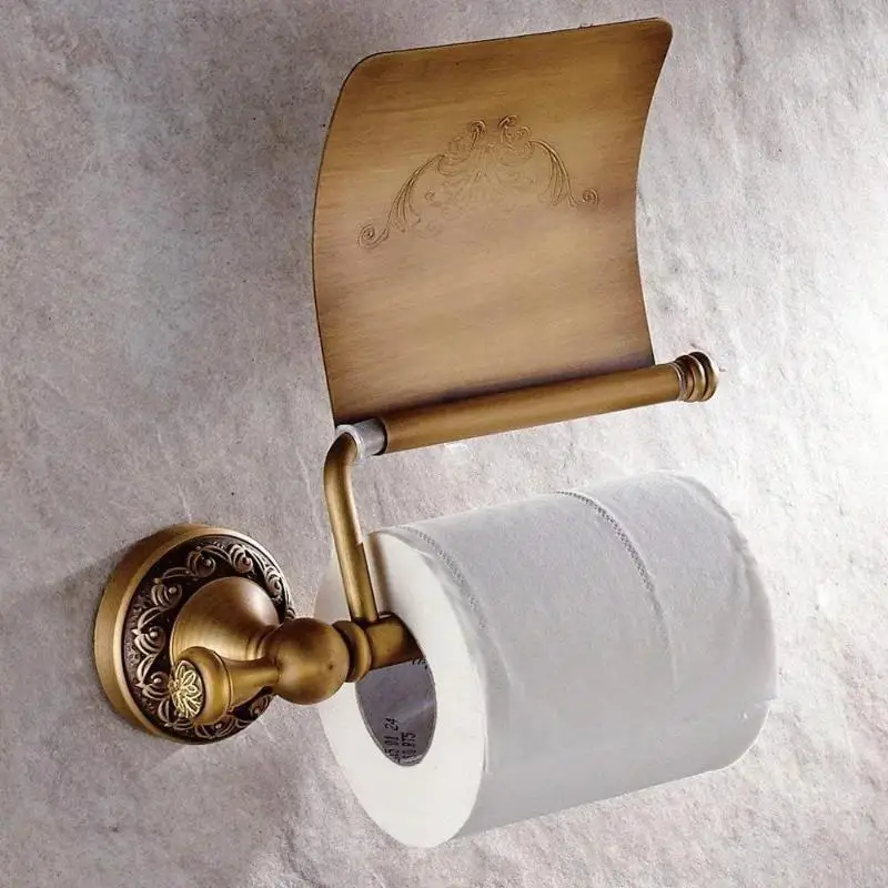 

New Bathroom Household Antique Bronze Toilet Roll Paper Holder Wall Mounted Roll Tissue Shelf Dispenser Accessory Tissue Holder