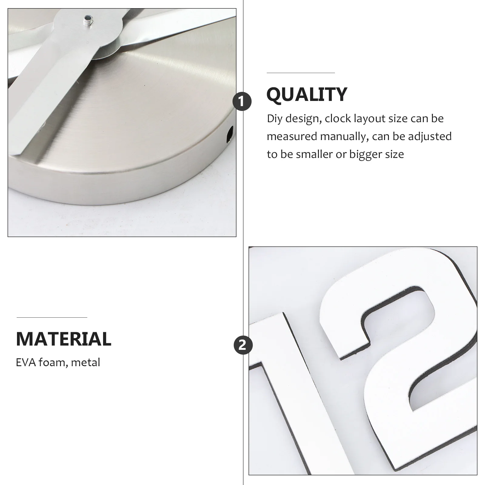 

Mirror Surface Wall Clock Frameless Home Decoration Large Size DIY Silent Movement Water Resistant Non Toxic EVA Foam Smooth