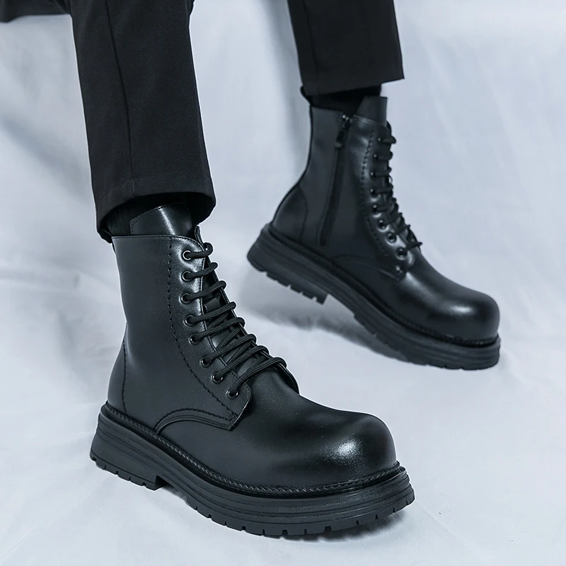 

Мужские зимние модные классические дизайнерские ботильоны на плоской подошве в британском стиле, удобная уличная офисная обувь, повседневные кожаные оксфорды