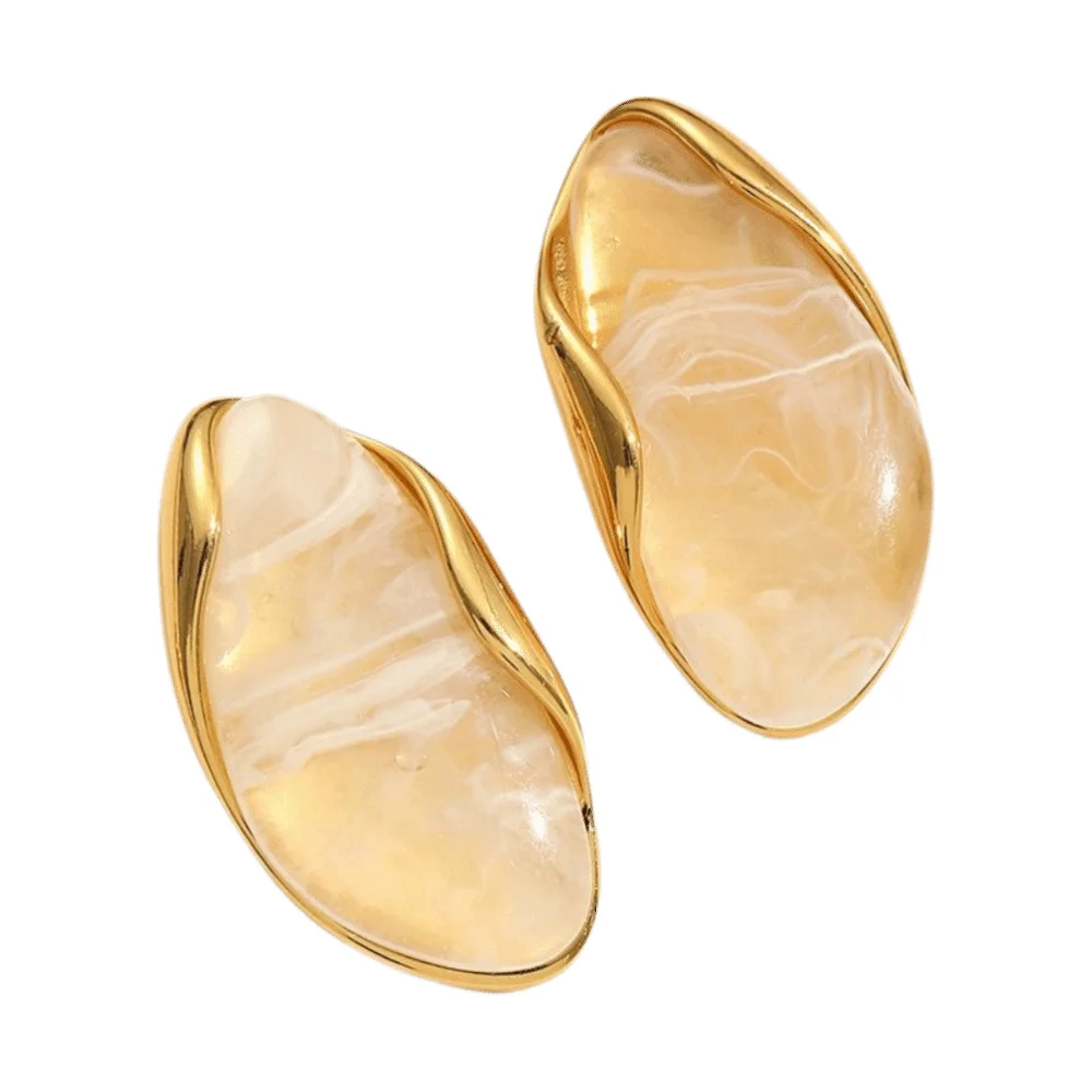 Stainless Steel Resin Amber Earrings Lightweight Hypoallergenic Chunky Hoop Earrings Translucent Drop Hoops Translucent