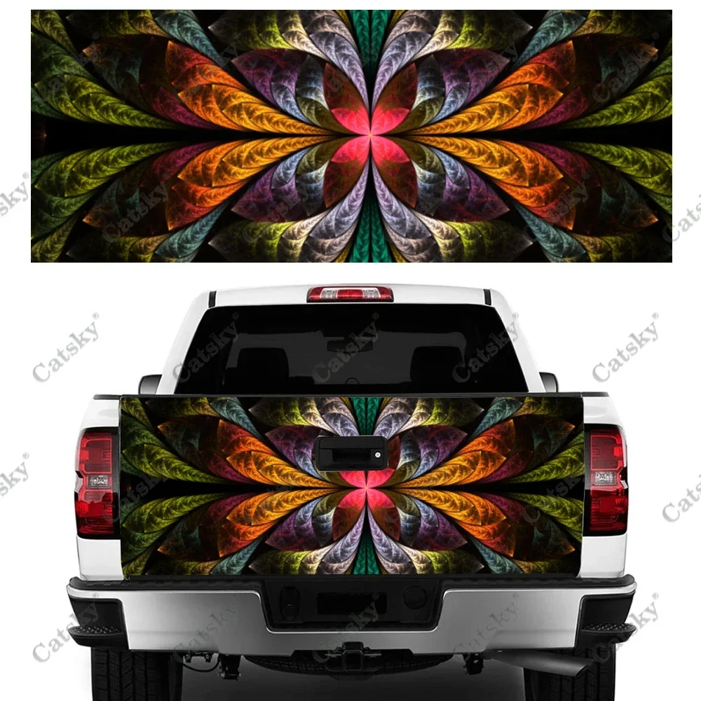 ดอกไม้ Mandala 3D รูปแบบสติกเกอร์ติดรถด้านหลังการปรับเปลี่ยนรูปลักษณ์รูปแบบที่กําหนดเองเหมาะสําหรับรถบรรทุกบรรจุภัณฑ์สติกเกอร์
